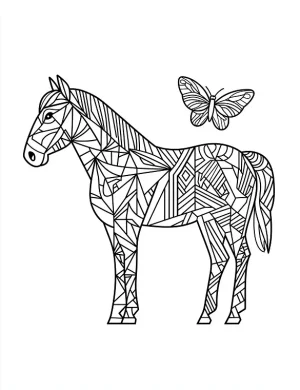 Horse and Butterfly Mandala Coloring Page by Mindset Flow