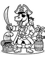Horse in Pirate Costume Coloring Page by Mindset Flow