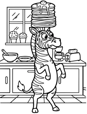 Hungry Zebra Pancake Coloring Page By Mindset Flow