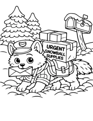 Huskie Mail Carrier Delivery Coloring Page By Mindset Flow