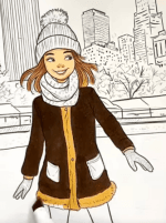 Ice Skating Girl in Central Park NYC Adult Coloring Page How to Video