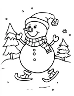 Ice Skating Snowman Winter Christmas Coloring Page By Mindset Flow