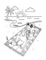 Iguana Relaxing on the Beach Coloring Page by Mindset Flow