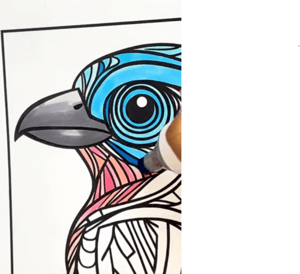 Intricate Bird Design Adult Coloring Page How to Video