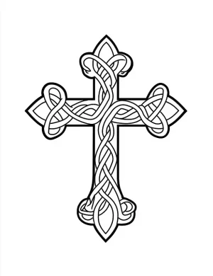 Intricate Celtic Cross Mandala with Knotted Design Coloring Page by Mindset Flow