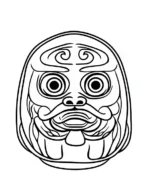 Intricate Daruma Doll Face Christmas Coloring Page by Mindset Flow