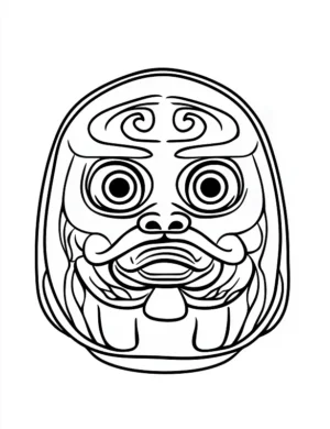 Intricate Daruma Doll Face Christmas Coloring Page by Mindset Flow