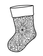 Intricate Floral Design on Stocking Christmas Coloring Page by Mindset Flow