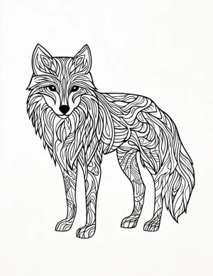 Intricate Fox Zentangle Mandala Outline Coloring Page by Mindset Flow