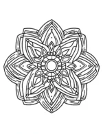 Intricate Geometric Mandala With Layered Petal Shapes And Circular Center Coloring Page by Mindset Flow