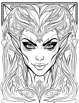 Intricate Gothic Vampire with Intense Eyes Coloring Page by Mindset Flow