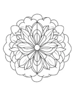Intricate Layered Floral Mandala With Central Circle Petal Design Coloring Page by Mindset Flow
