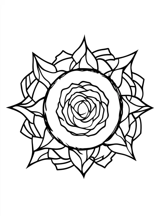 Intricate Mandala Roses Floral Printable Coloring Page