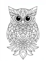 Intricate Owl Mandala with Floral Details Coloring Page by Mindset Flow