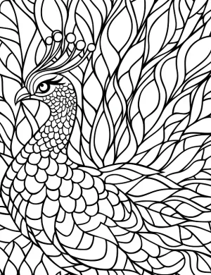 Intricate Peacock Feathers with Detailed Mandala Art Coloring Page by Mindset Flow