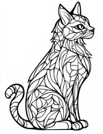 Intricate Simple Cat Mandala Design Coloring Page by Mindset Flow
