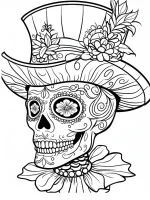 Intricate Sugar Skull with Floral Crown Adult Coloring Page By Mindset Flow