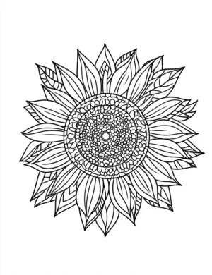 Intricate Sunflower Mandala Adult Flower Coloring Page By Mindset Flow