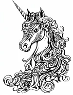 Intricate Unicorn with Unique Pattern Mandala Coloring Page