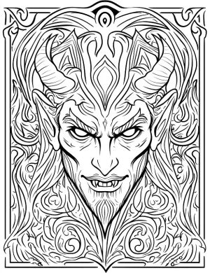 Intricate Vampire’s Face with Gothic Details Coloring Page by Mindset Flow