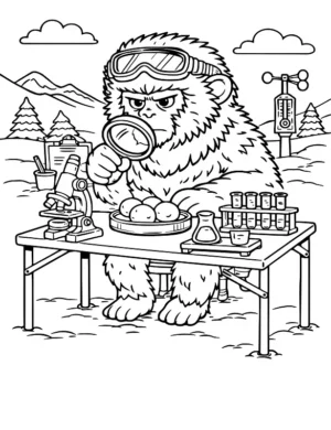 Intrigued Yeti Scientist Snow Lab Coloring Page By Mindset Flow