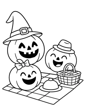 Jack-o Lantern Halloween Picnic Coloring Page By Mindset Flow