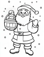 Jolly Santa Carrying a Basket Christmas Coloring Page by Mindset Flow