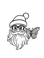 Jolly Santa Claus Head Next To A Stylized Butterfly Coloring Page by Mindset Flow