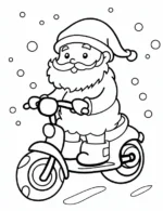 Jolly Santa Claus Riding a Scooter Coloring Page By Mindset Flow
