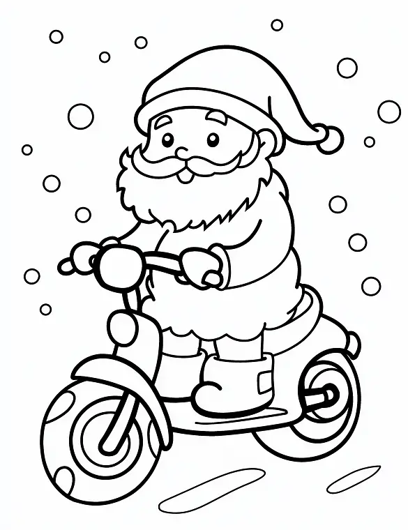 Jolly Santa Claus Riding a Scooter Coloring Page By Mindset Flow Jolly Santa Claus Riding a Scooter Coloring Page By Mindset Flow