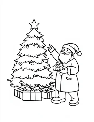 Jolly Santa Decorating Christmas Coloring Page by Mindset Flow
