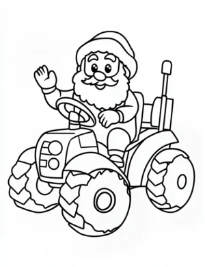 Jolly Santa Driving Tractor Coloring Page By Mindset Flow