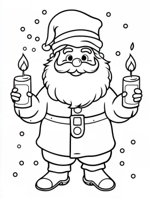 Jolly Santa Holding Candles Christmas Coloring Page by Mindset Flow