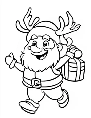 Jolly Santa Holding a Bag Christmas Coloring Page by Mindset Flow