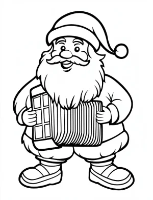 Jolly Santa Playing Accordion with Cheer Coloring Page by Mindset Flow