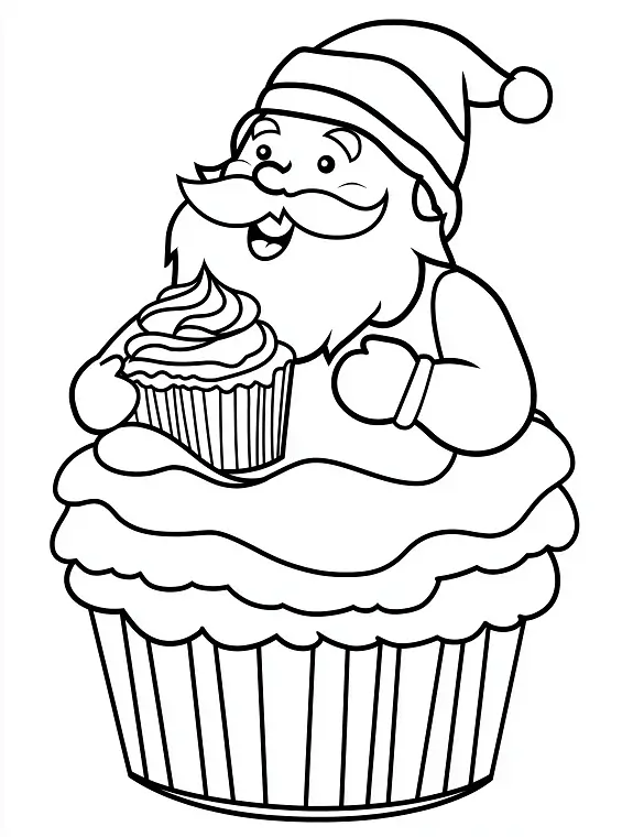 Jolly Santa Sitting Inside a Cupcake Coloring Page By Mindset Flow Jolly Santa Sitting Inside a Cupcake Coloring Page By Mindset Flow