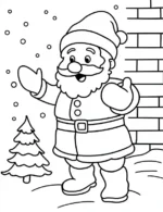 Jolly Santa Smiling in Snow Christmas Coloring Page By Mindset Flow