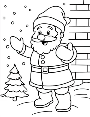 Jolly Santa Smiling in Snow Christmas Coloring Page By Mindset Flow