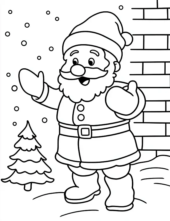 Jolly Santa Smiling in Snow Christmas Coloring Page By Mindset Flow Jolly Santa Smiling in Snow Christmas Coloring Page By Mindset Flow