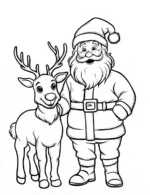 Jolly Santa With Reindeer Christmas Coloring Page by Mindset Flow