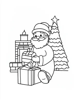 Jolly Santa Wrapping Presents Christmas Coloring Page by Mindset Flow