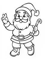 Jolly Santa with Candy Cane Coloring Page by Mindset Flow