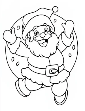 Jolly Santa with Christmas Lights Coloring Page by Mindset Flow