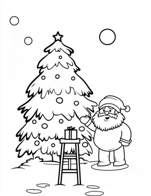 Jolly Santa with Present Christmas Coloring Page by Mindset Flow