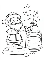 Jolly Santa with Snowman Christmas Coloring Page by Mindset Flow