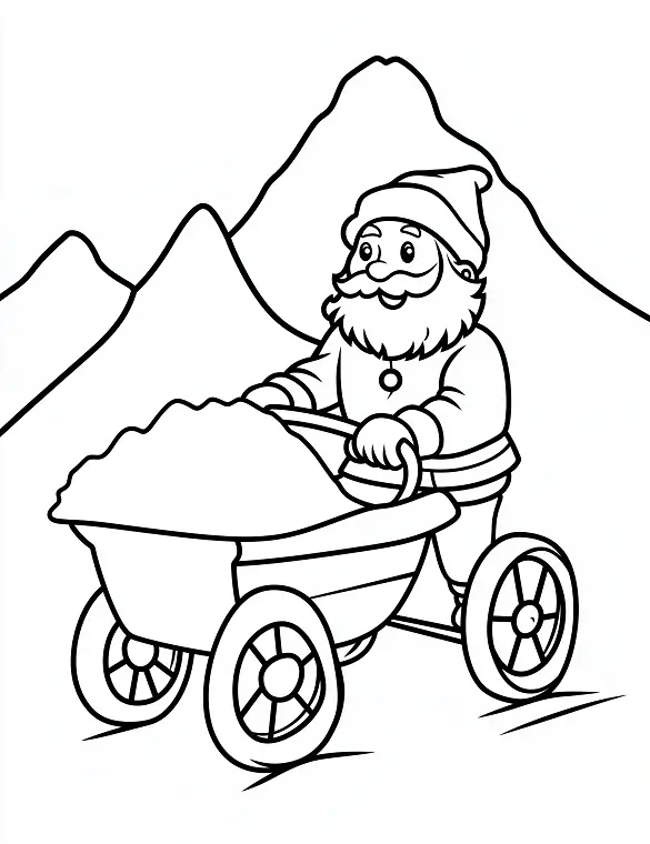 Jolly Santa with Wheelbarrow Near Mountain Coloring Page By Mindset Flow Jolly Santa with Wheelbarrow Near Mountain Coloring Page By Mindset Flow