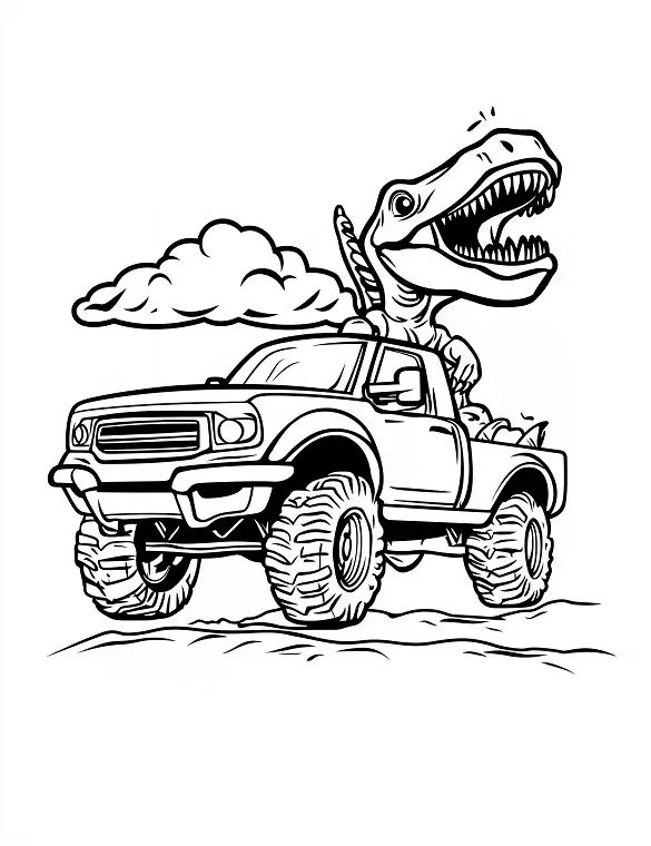 Joyful Cartoon Truck with Excited Dinosaur Adventure by Mindset Flow