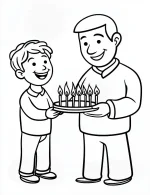 Joyful Father and Son Menorah Christmas Coloring Page by Mindset Flow