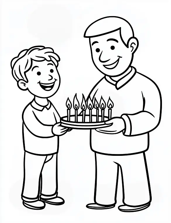 Joyful Father and Son Menorah Christmas Coloring Page by Mindset Flow Joyful Father and Son Menorah Christmas Coloring Page by Mindset Flow