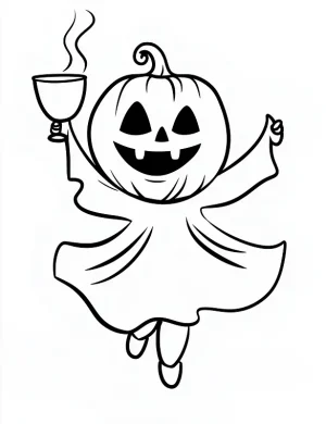 Joyful Pumpkin-Headed Dancing Coloring Page by Mindset Flow